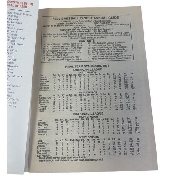 Vintage 1985 Baseball Digest Annual Guide Brock Slaughter Wilhelm Cardinals - Picture 2 of 2